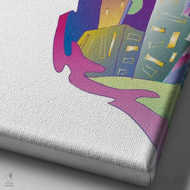 تابلو دکوراتیو شهر رویا اثر کاترینا بورتسووا - نمای نزدیک بافت بوم