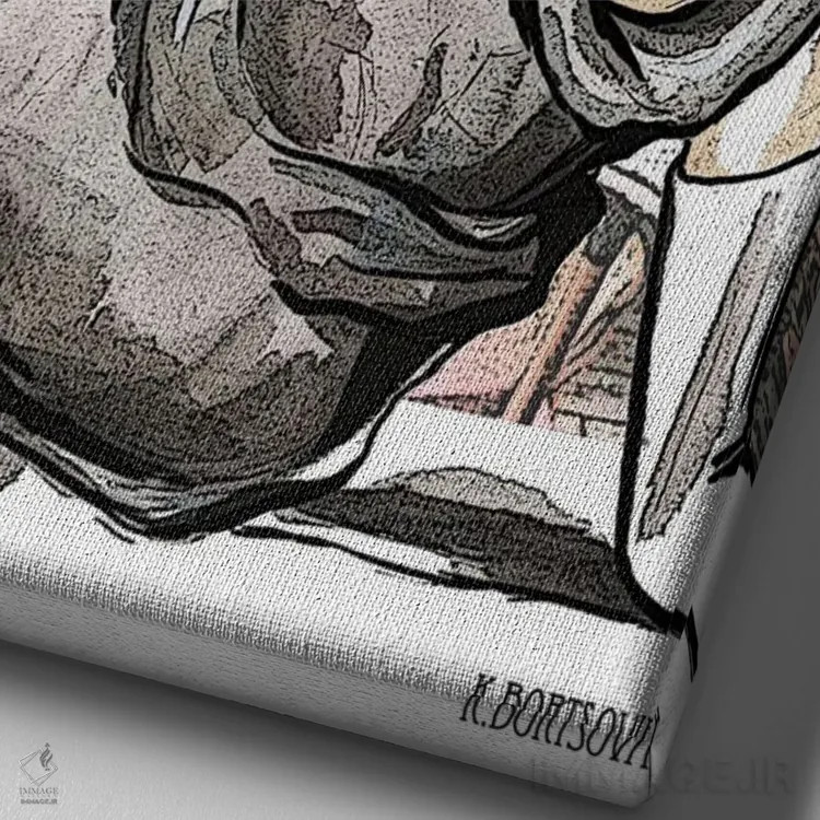 تابلو دکوراتیو فنجان قهوه اثر کاترینا بورتسووا - نمای نزدیک بافت بوم