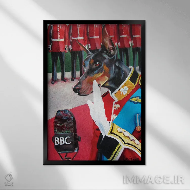 تابلو دکوراتیو سخنرانی بی بی سی اثر کاترین الکسه - نمای قابدار مشکی