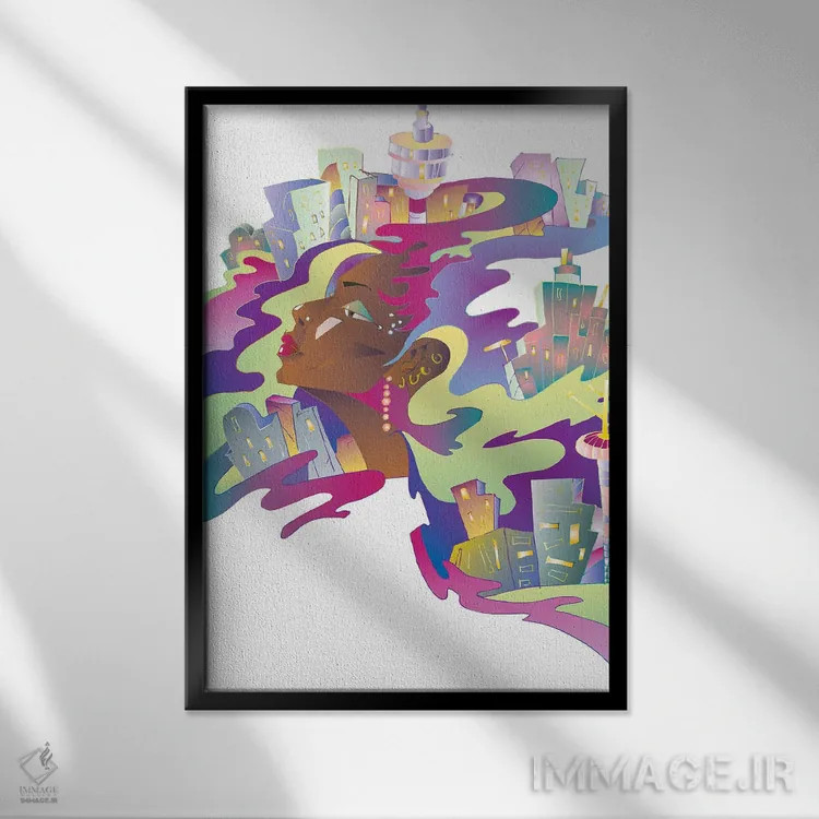 تابلو دکوراتیو شهر رویا اثر کاترینا بورتسووا - نمای قابدار مشکی