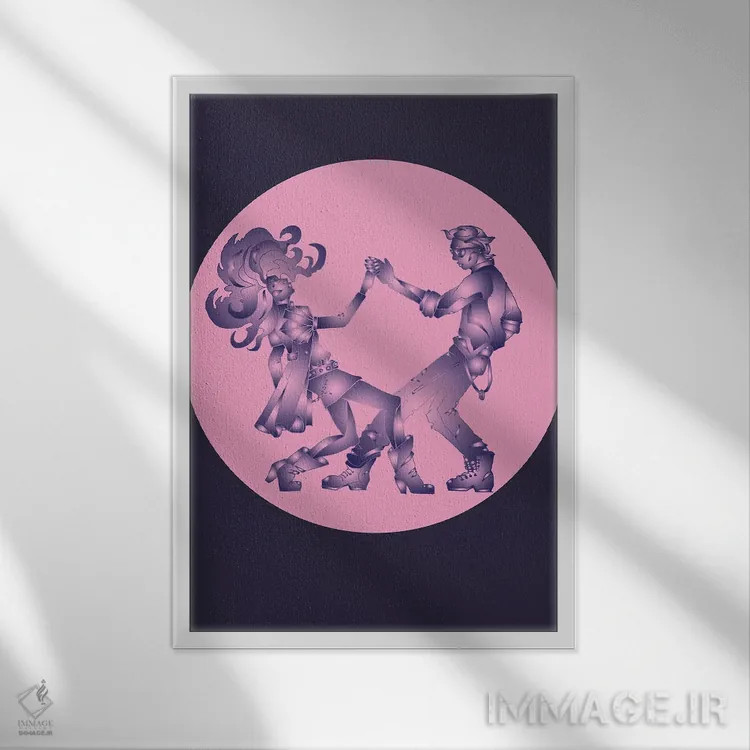 تابلو دکوراتیو دو نفر یکی شده اثر کاترینا بورتسووا - نمای قابدار سفید