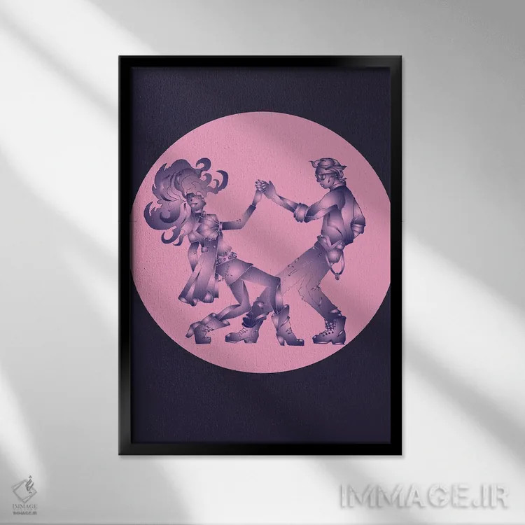 تابلو دکوراتیو دو نفر یکی شده اثر کاترینا بورتسووا - نمای قابدار مشکی