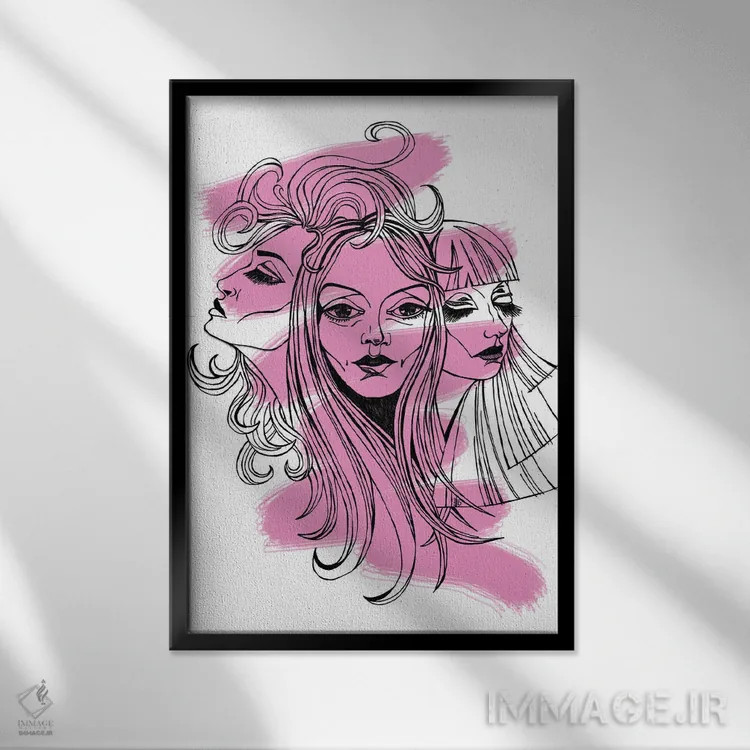 تابلو دکوراتیو چهره ها اثر کاترینا بورتسووا - نمای قابدار مشکی