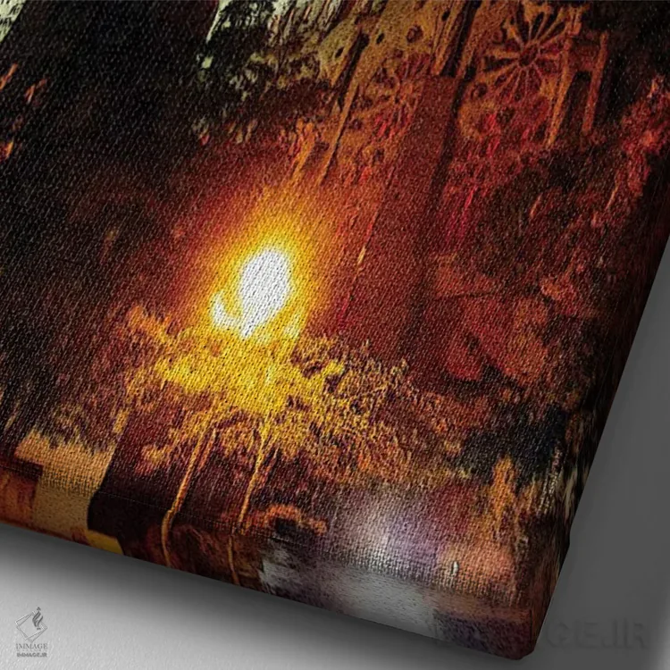 تابلو دکوراتیو بارسلون در شب اثر کاترینا بورتسووا - نمای نزدیک بافت بوم