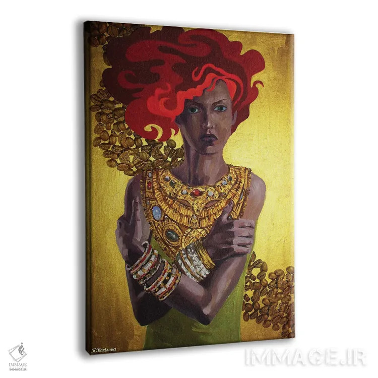 تابلو دکوراتیو قهوه طلایی اثر کاترینا بورتسووا - نمای پرسپکتیو محصول