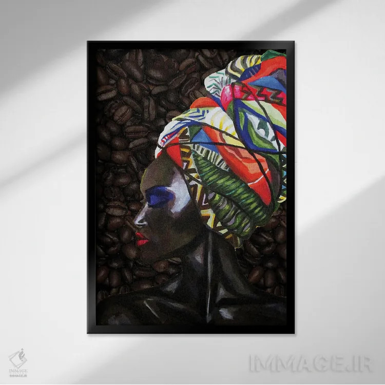 تابلو دکوراتیو ملکه قهوه اثر کاترینا بورتسووا - نمای قابدار مشکی