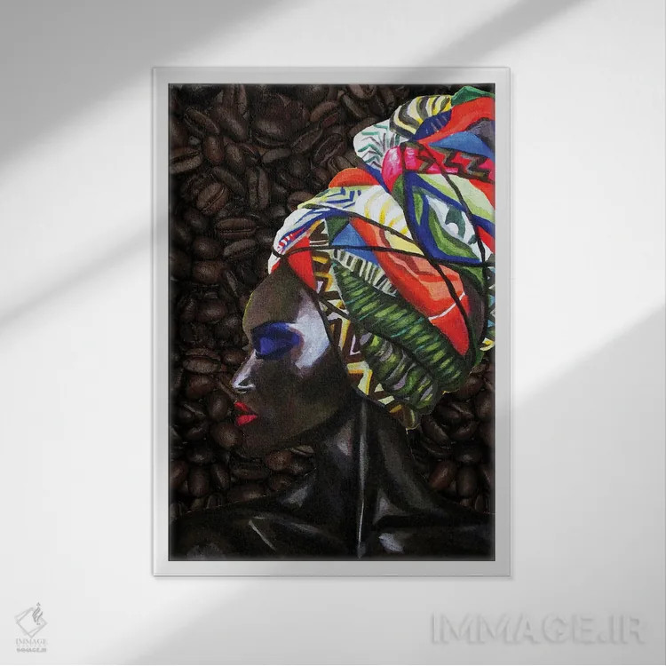 تابلو دکوراتیو ملکه قهوه اثر کاترینا بورتسووا - نمای قابدار سفید