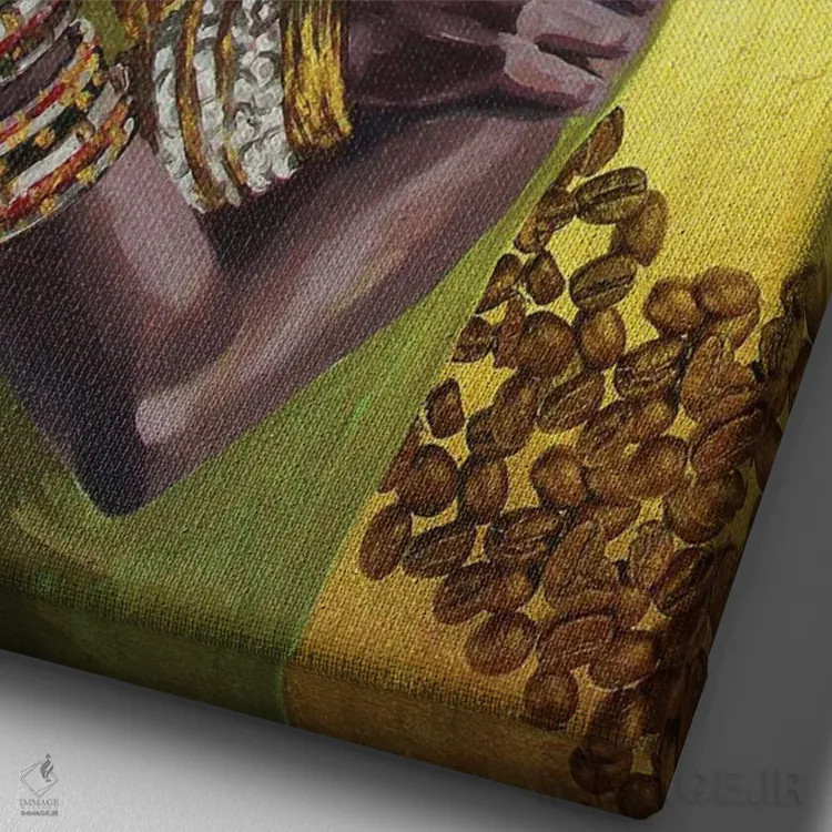 تابلو دکوراتیو قهوه طلایی اثر کاترینا بورتسووا - نمای نزدیک بافت بوم