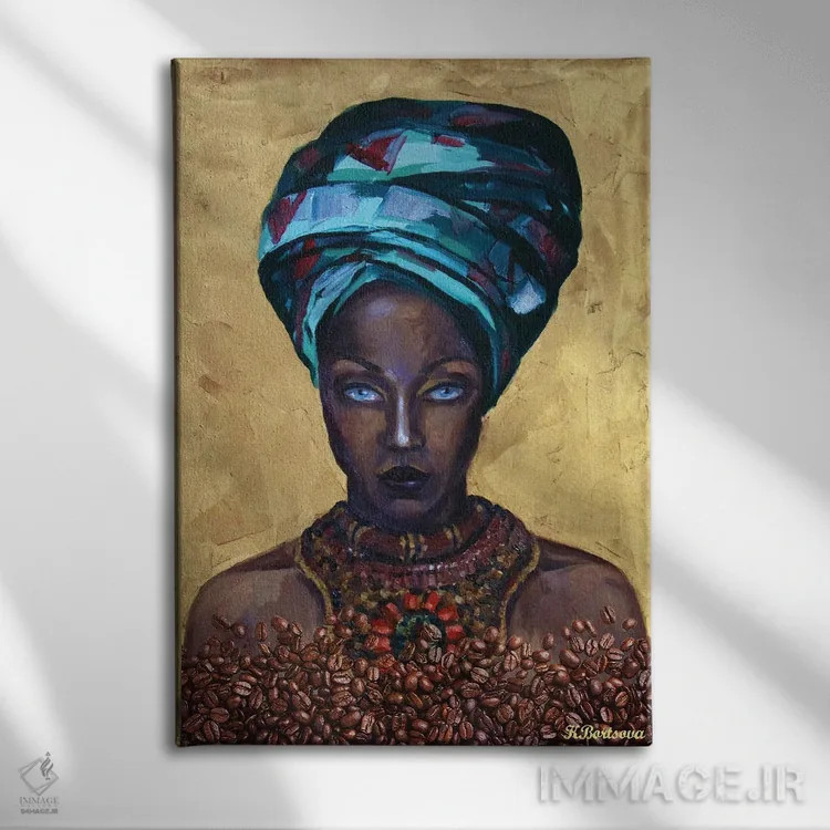 تابلو دکوراتیو ملکه قهوه اثر کاترینا بورتسووا - نمای روبهرو روی دیوار