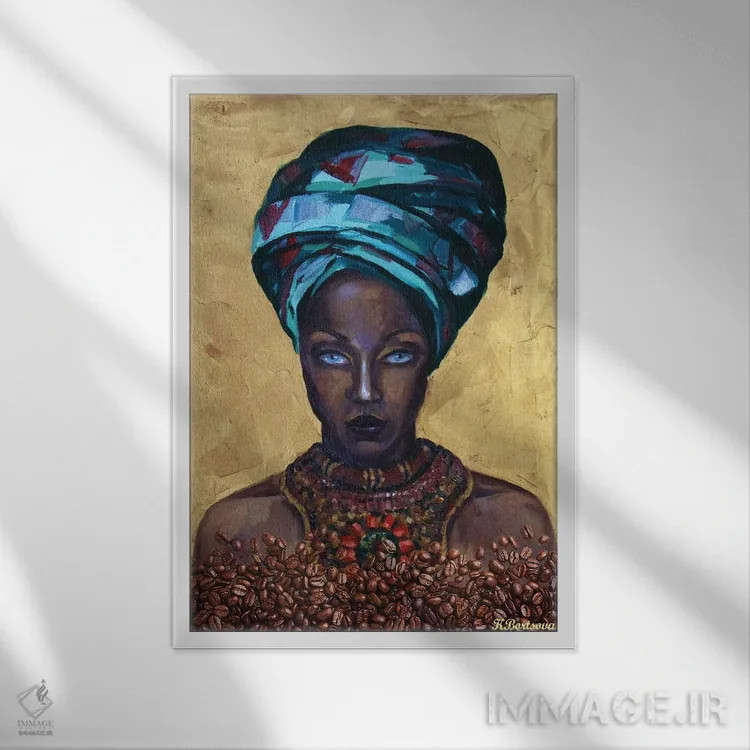 تابلو دکوراتیو ملکه قهوه اثر کاترینا بورتسووا - نمای قابدار سفید