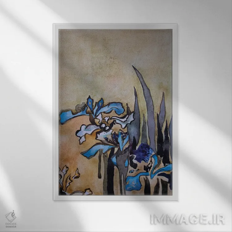 تابلو انتزاعی زنبق ها اثر کاترینا بورتسووا - نمای قابدار سفید