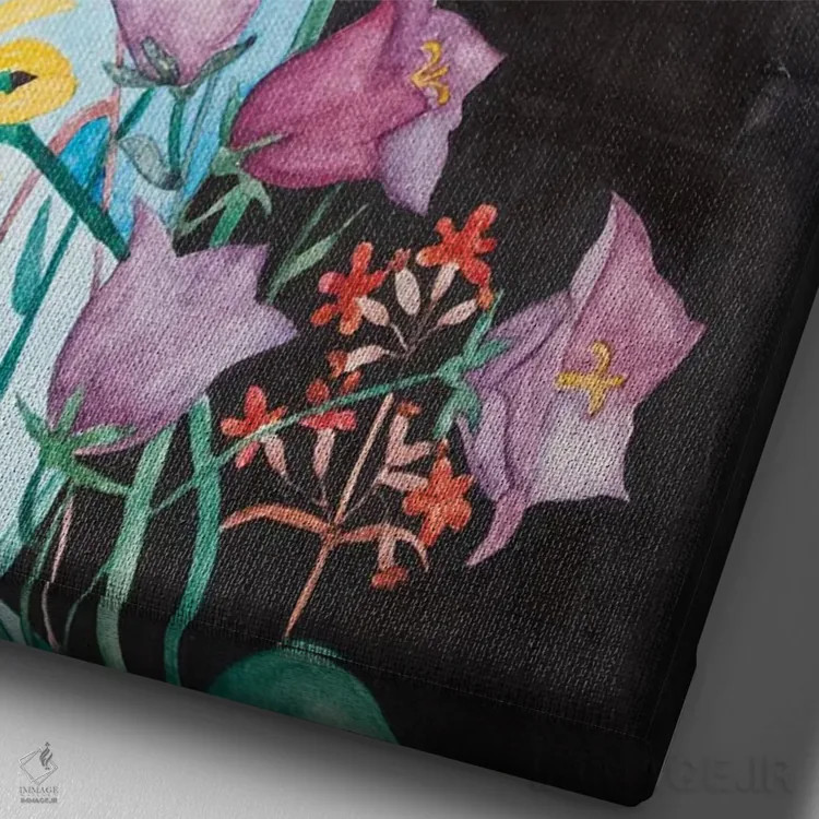 تابلو دکوراتیو گل های زیبای باغ اثر کاترینا بورتسووا - نمای نزدیک بافت بوم