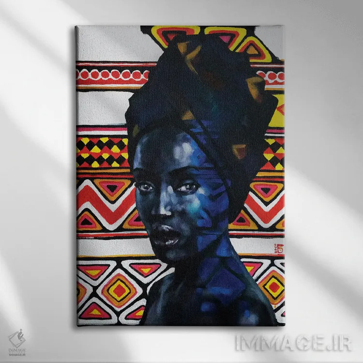 تابلو دکوراتیو زیبایی آفریقا اثر کاترینا بورتسووا - نمای روبهرو روی دیوار