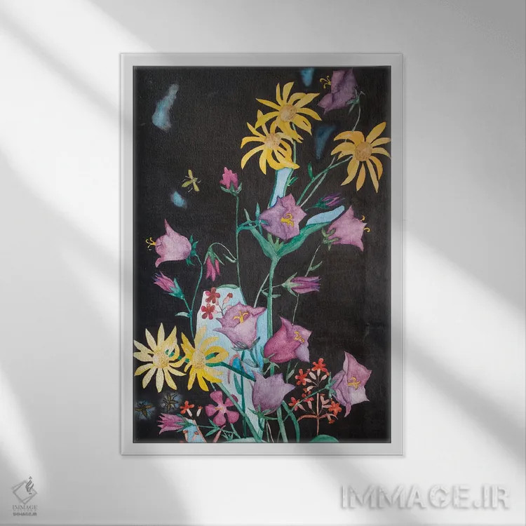 تابلو دکوراتیو گل های زیبای باغ اثر کاترینا بورتسووا - نمای قابدار سفید