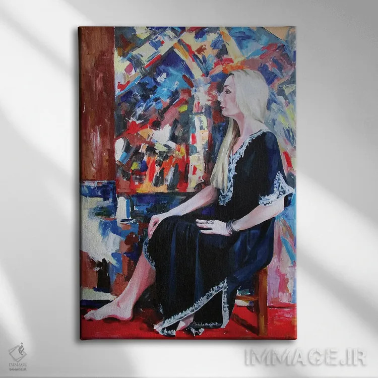 تابلو دکوراتیو پرتره هنرمند اثر کاترینا بورتسووا - نمای روبهرو روی دیوار