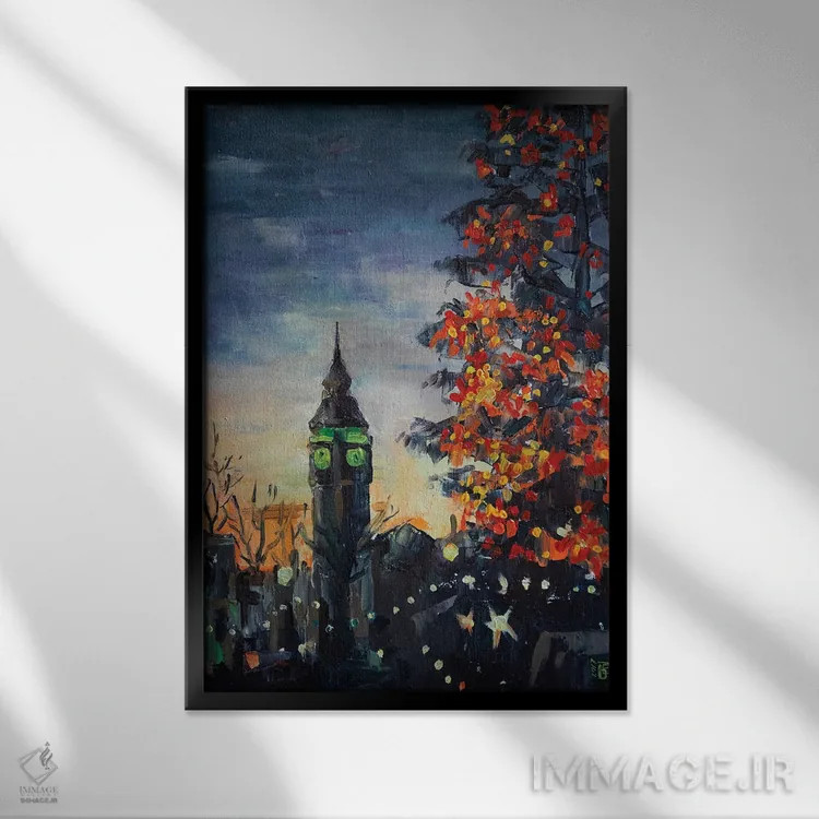 تابلو دکوراتیو کریسمس در لندن اثر کاترینا بورتسووا - نمای قابدار مشکی