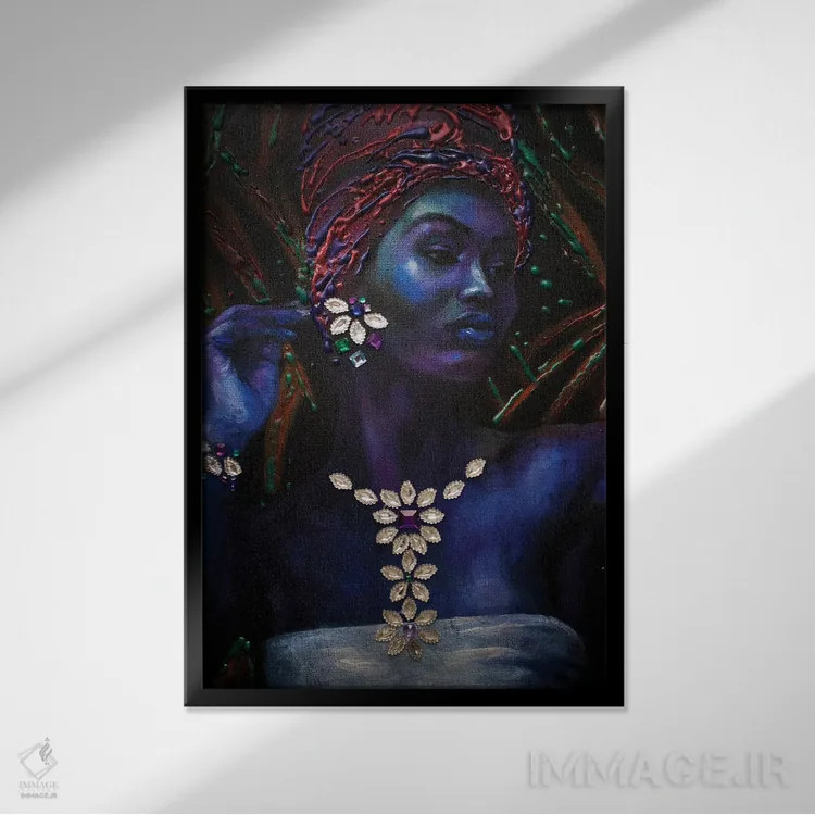 تابلو دکوراتیو ملکه استوایی اثر کاترینا بورتسووا - نمای قابدار مشکی