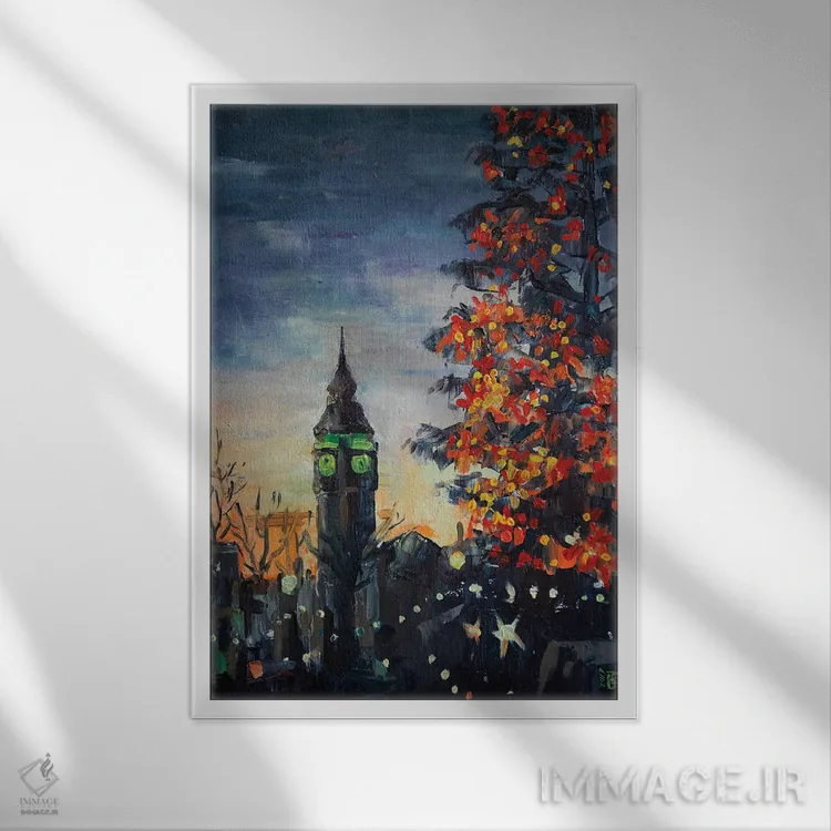 تابلو دکوراتیو کریسمس در لندن اثر کاترینا بورتسووا - نمای قابدار سفید