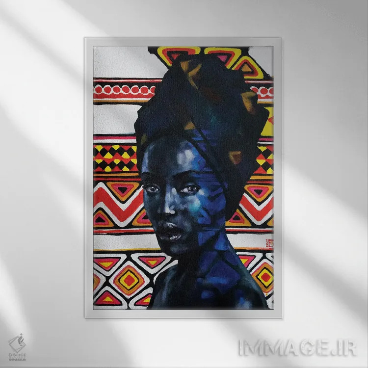 تابلو دکوراتیو زیبایی آفریقا اثر کاترینا بورتسووا - نمای قابدار سفید