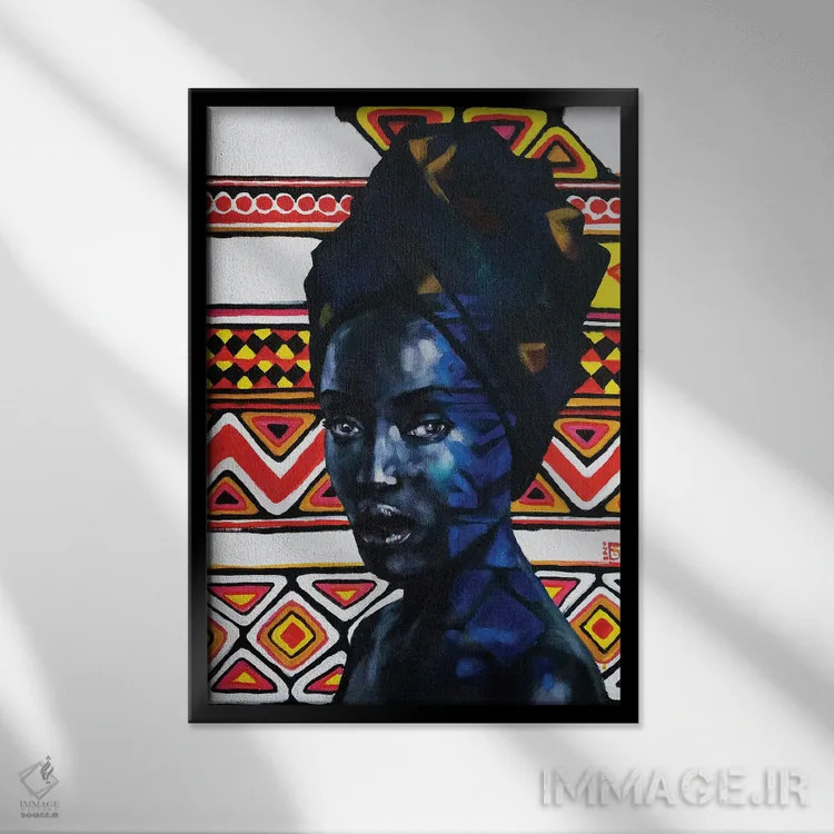 تابلو دکوراتیو زیبایی آفریقا اثر کاترینا بورتسووا - نمای قابدار مشکی