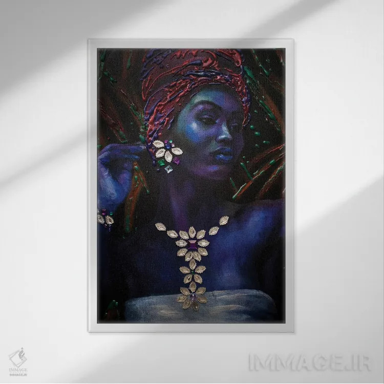 تابلو دکوراتیو ملکه استوایی اثر کاترینا بورتسووا - نمای قابدار سفید