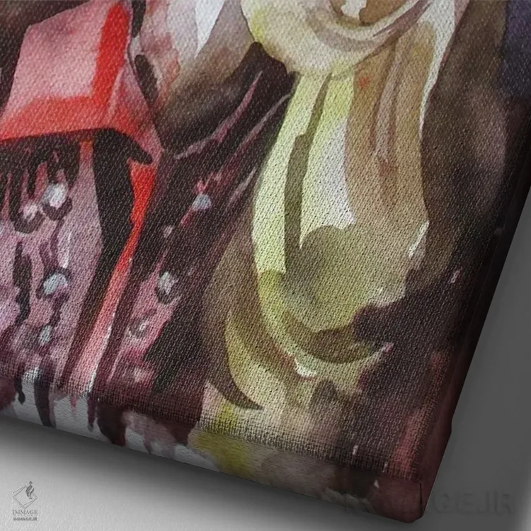تابلو دکوراتیو دختر مد روز اثر کاترینا بورتسووا - نمای نزدیک بافت بوم