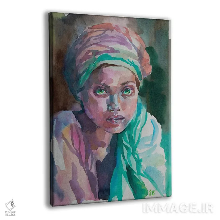 تابلو دکوراتیو دختر با شال اثر کاترینا بورتسووا - نمای پرسپکتیو محصول