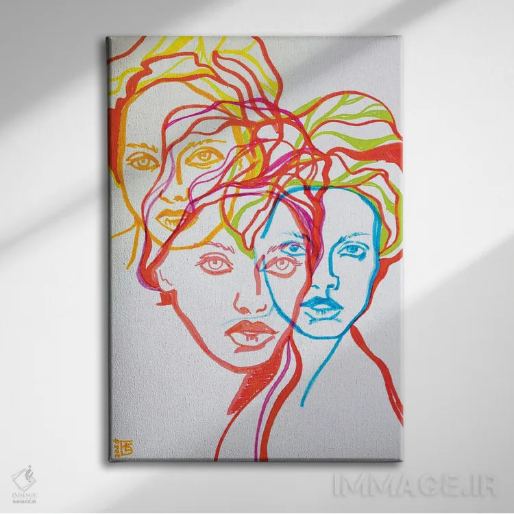 تابلو دکوراتیو پرتره دختران اثر کاترینا بورتسووا - نمای روبهرو روی دیوار