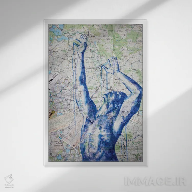 تابلو دکوراتیو به دام انداختن لایپزیگ اثر کاترینا بورتسووا - نمای قابدار سفید