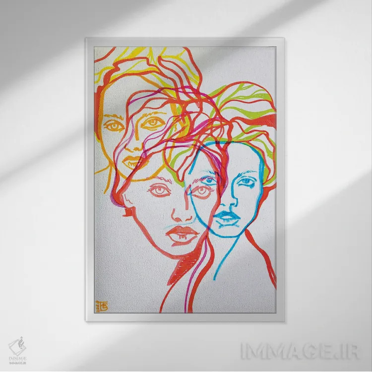 تابلو دکوراتیو پرتره دختران اثر کاترینا بورتسووا - نمای قابدار سفید