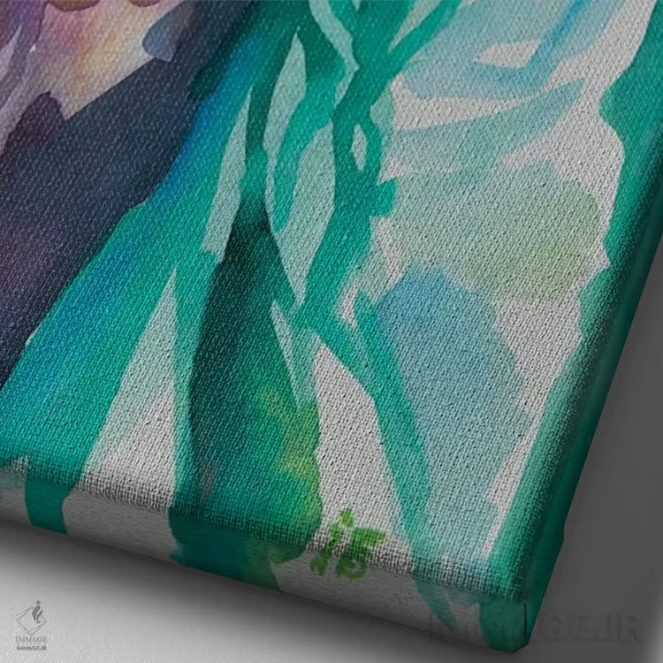 تابلو دکوراتیو دختر با شال اثر کاترینا بورتسووا - نمای نزدیک بافت بوم