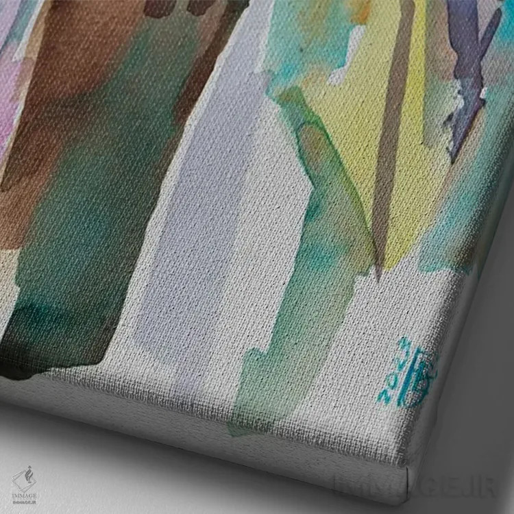 تابلو دکوراتیو دختر با عمامه رنگارنگ اثر کاترینا بورتسووا - نمای نزدیک بافت بوم