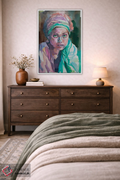 تابلو دکوراتیو دختر با شال اثر کاترینا بورتسووا - D4W