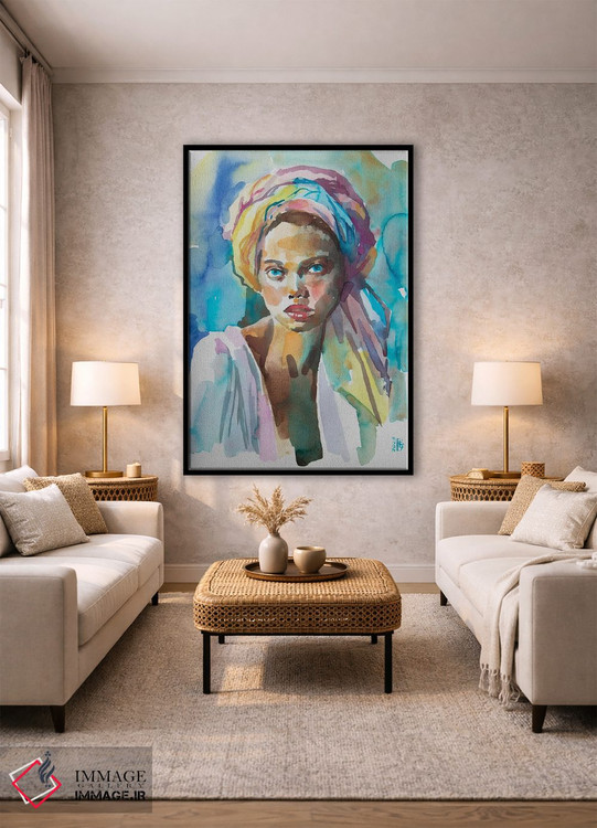 تابلو دکوراتیو دختر با عمامه رنگارنگ اثر کاترینا بورتسووا - D2B