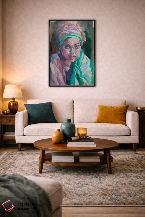 تابلو دکوراتیو دختر با شال اثر کاترینا بورتسووا - D5B