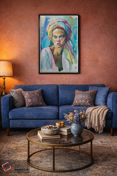 تابلو دکوراتیو دختر با عمامه رنگارنگ اثر کاترینا بورتسووا - D4B