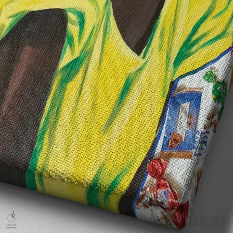 تابلو دکوراتیو عشق آدامسی اثر کاترینا بورتسووا - نمای نزدیک بافت بوم