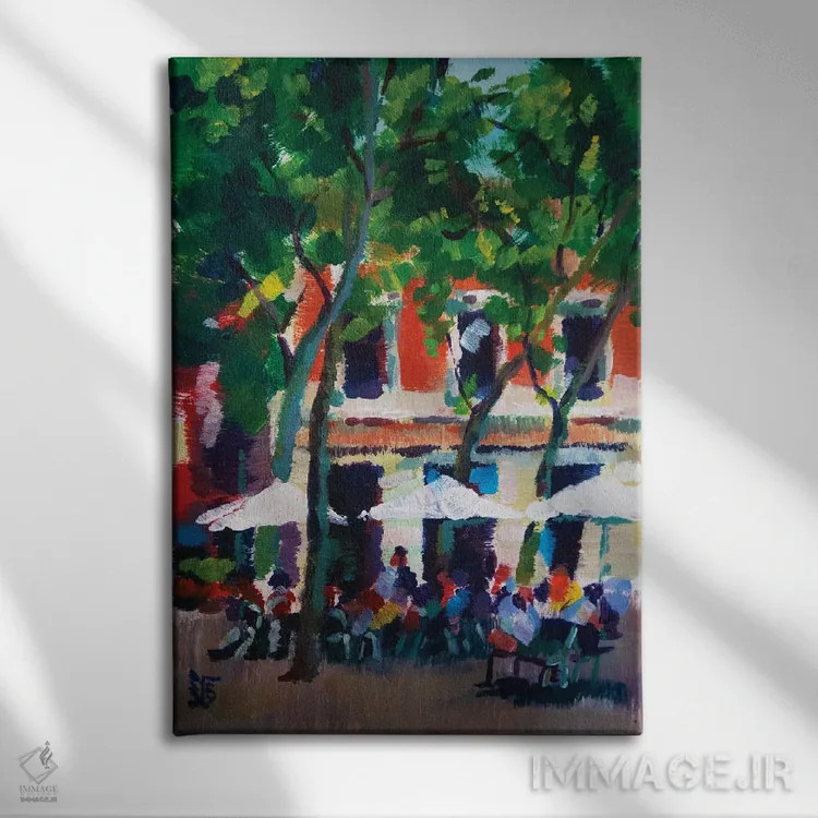 تابلو دکوراتیو کافه شهری اثر کاترینا بورتسووا - نمای روبهرو روی دیوار