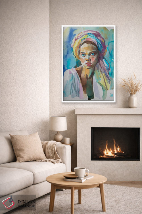 تابلو دکوراتیو دختر با عمامه رنگارنگ اثر کاترینا بورتسووا - D6W