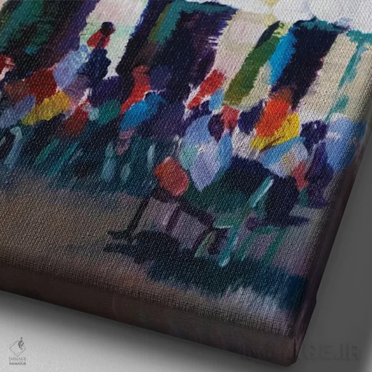 تابلو دکوراتیو کافه شهری اثر کاترینا بورتسووا - نمای نزدیک بافت بوم