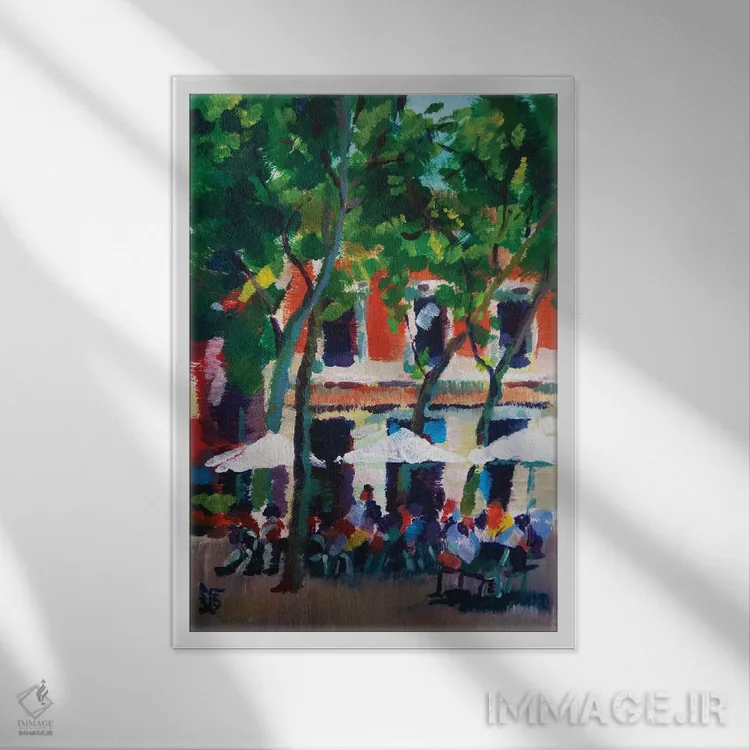 تابلو دکوراتیو کافه شهری اثر کاترینا بورتسووا - نمای قابدار سفید