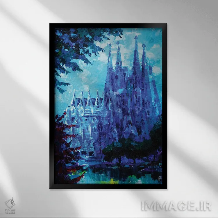 تابلو دکوراتیو ساگرادا فامیلیا بارسلونا اثر کاترینا بورتسووا - نمای قابدار مشکی