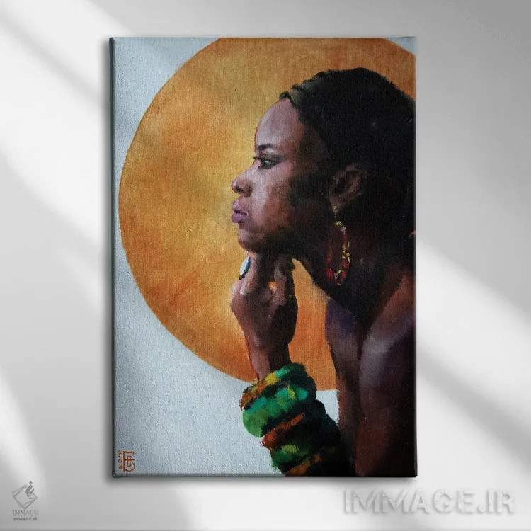 تابلو دکوراتیو زیبایی آفریقایی اثر کاترینا بورتسووا - نمای روبهرو روی دیوار