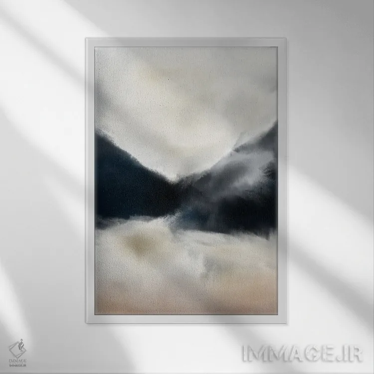 تابلو انتزاعی مجموعه کوه ها II اثر کارین تونیا گریم - نمای قابدار سفید