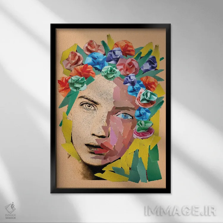 تابلو دکوراتیو دختر کاغذی اثر کاترینا بورتسووا - نمای قابدار مشکی