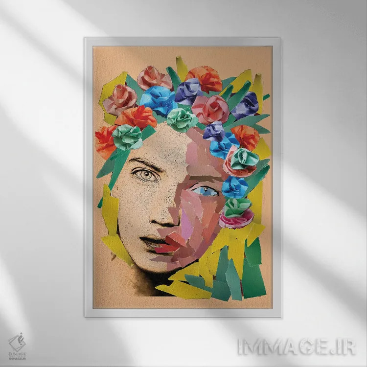 تابلو دکوراتیو دختر کاغذی اثر کاترینا بورتسووا - نمای قابدار سفید