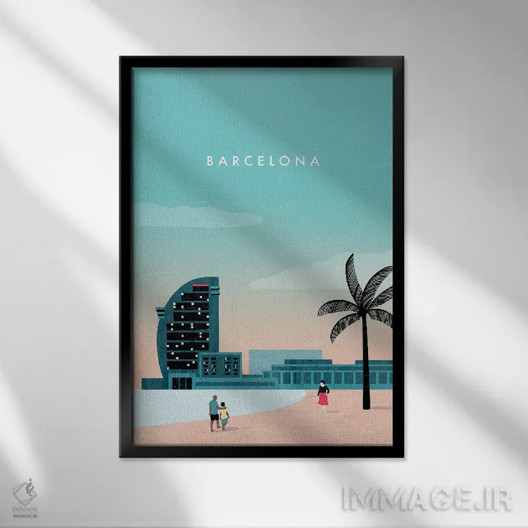 تابلو دکوراتیو بارسلونا اثر کاتینکا رینکه - نمای قابدار مشکی