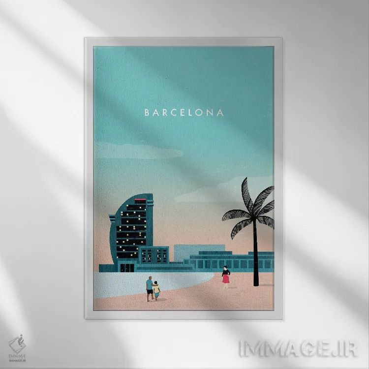 تابلو دکوراتیو بارسلونا اثر کاتینکا رینکه - نمای قابدار سفید