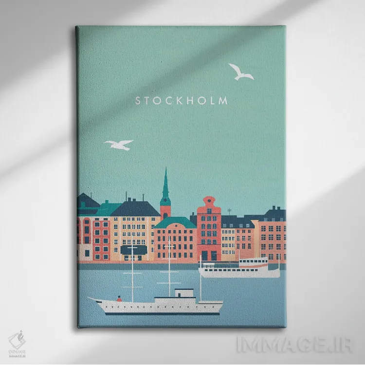 تابلو مدرن استکهلم اثر کاتینکا رینکه - نمای روبهرو روی دیوار