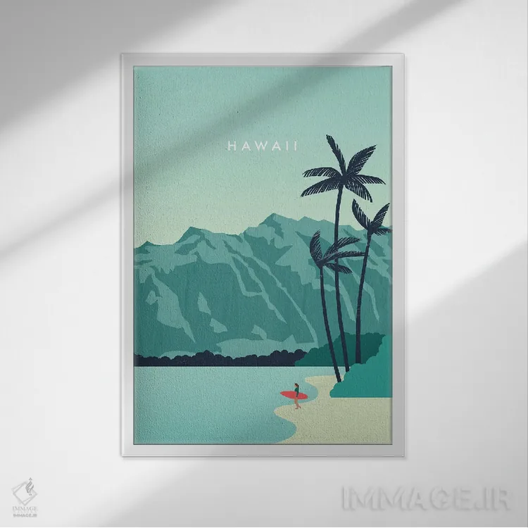 تابلو دکوراتیو هاوایی اثر کاتینکا رینکه - نمای قابدار سفید